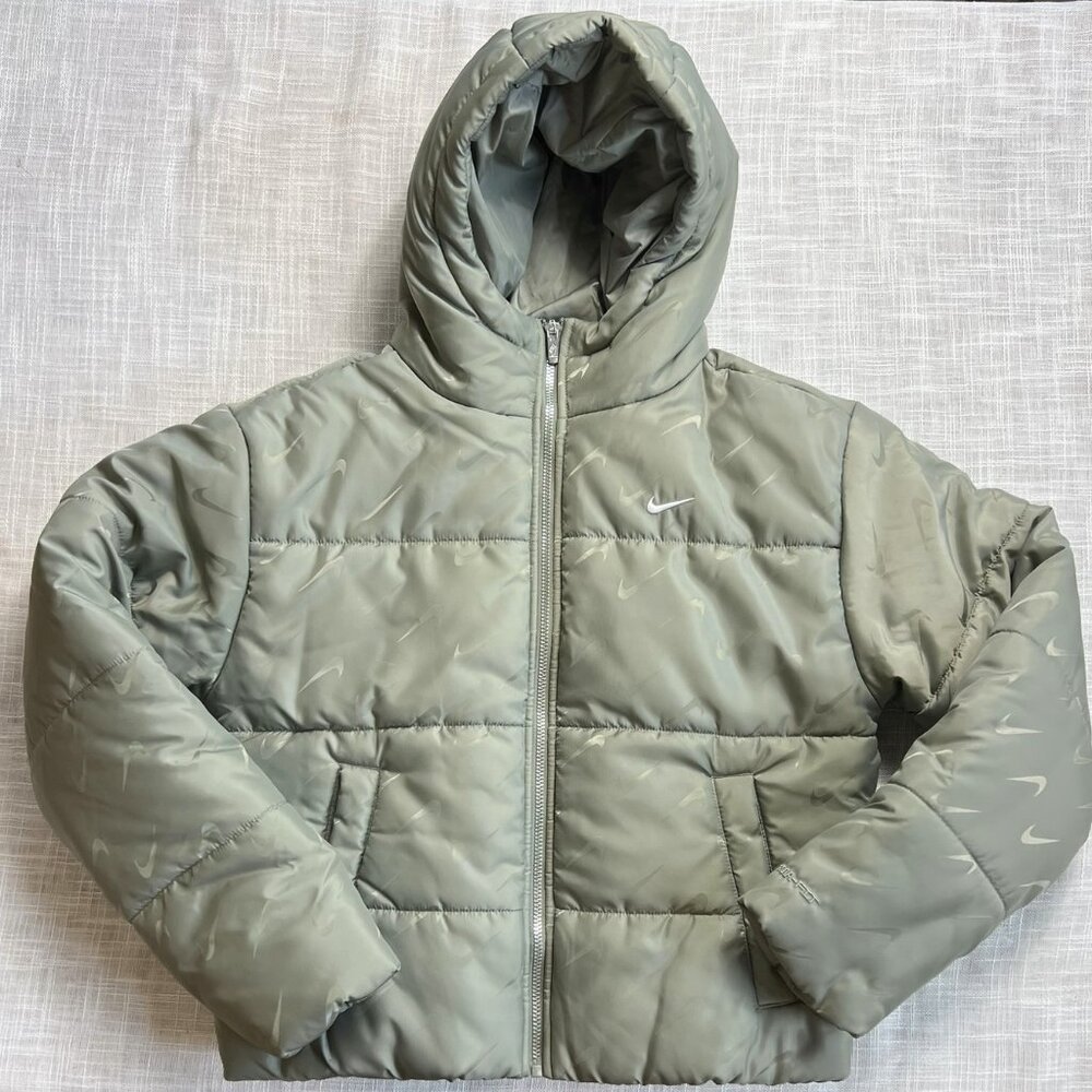 Nike Therma-FIT Rare All-Over Swoosh Puffer Jacket  Green Women's S Never Worn